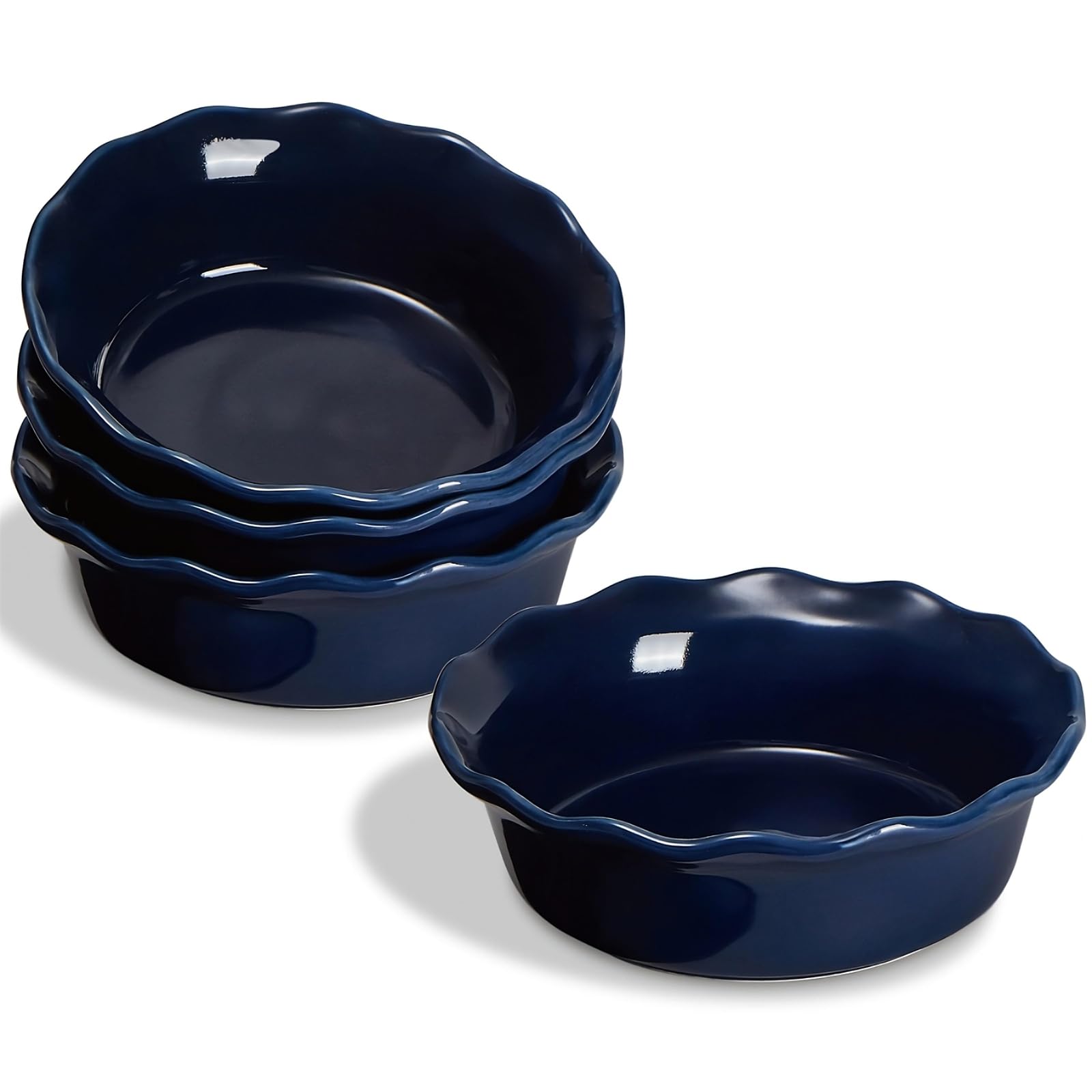 ONEMORE blue deep dish 6-8 inch pie pan ensures even heat for pristine pies.