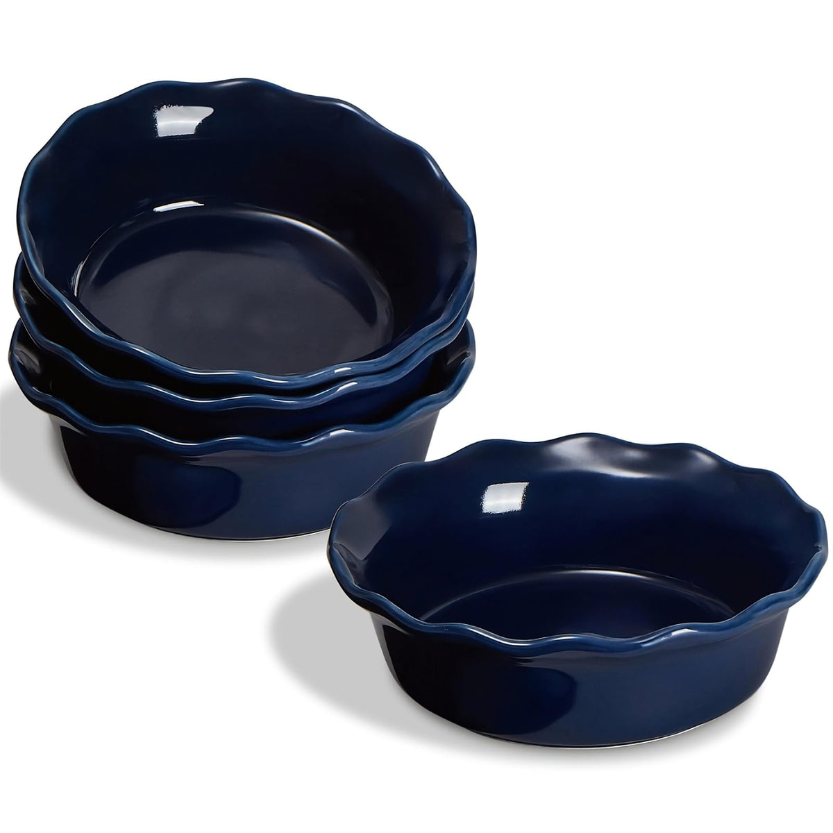 ONEMORE blue deep dish 6-8 inch pie pan ensures even heat for pristine pies.