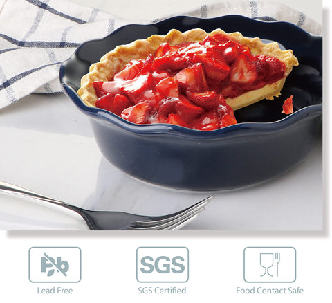 ONEMORE blue ceramic pie pan for durable, even baking results.