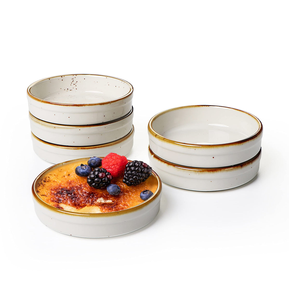 ONEMORE 4oz ramekins in oven-safe design for even baking and individual portions.