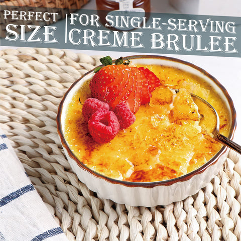 ONEMORE ramekins—oven-safe with brown rim, ideal for bakes, desserts, and warm side dishes