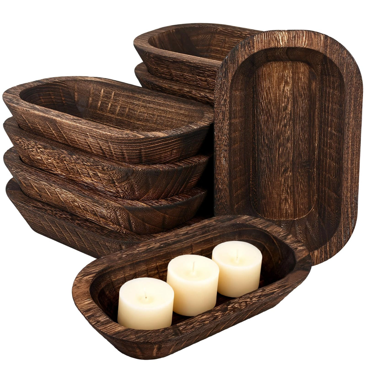 ONESIXEC wood bowls set with multiple pieces adds rustic charm to entryways for versatile storage.
