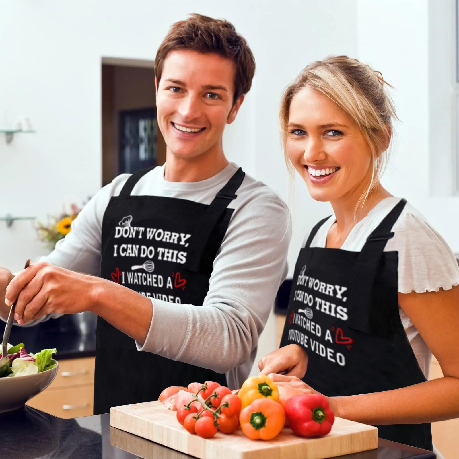 ONFAON funny apron showing adjustable neck strap for a comfortable fit