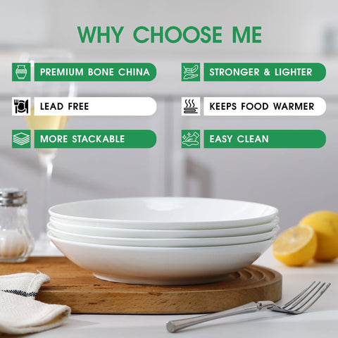 OniAnt white bone china bowls with translucent finish for elegant table presence.
