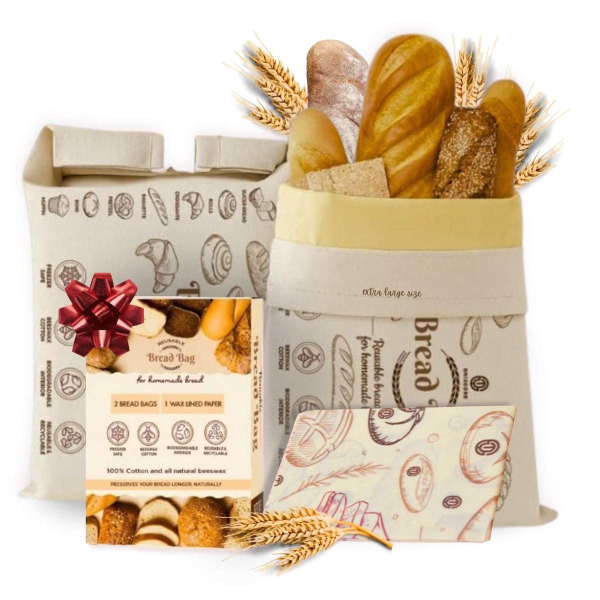 ONIXCORE beeswax bread bag 2XL keeps homemade bread fresh and breathable.