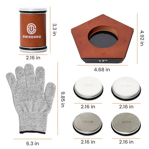 ONIXCORE cut-resistant gloves protect hands during sharpening.