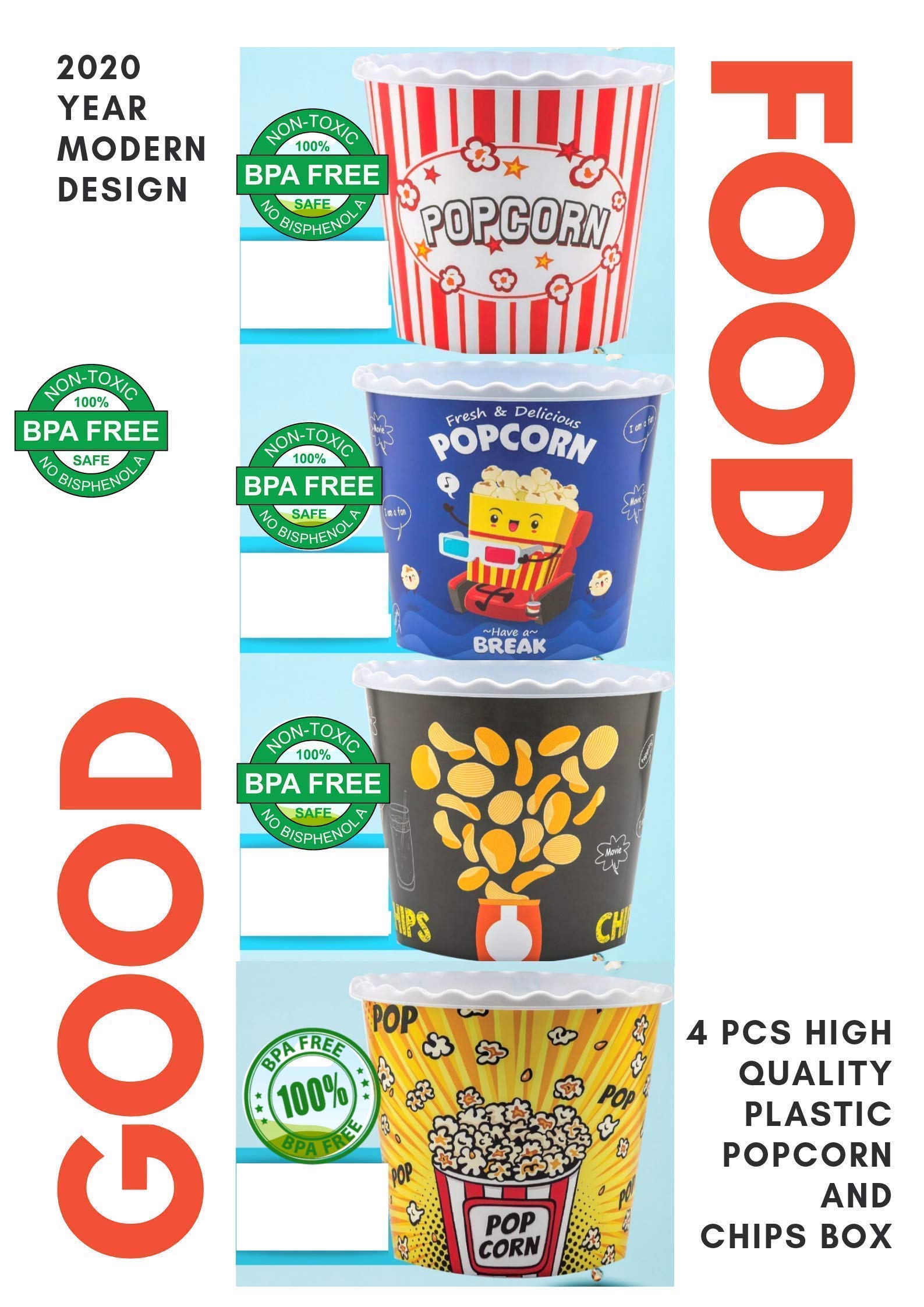 ONONEXPRESS popcorn box brown, durable BPA-free plastic for snacks.