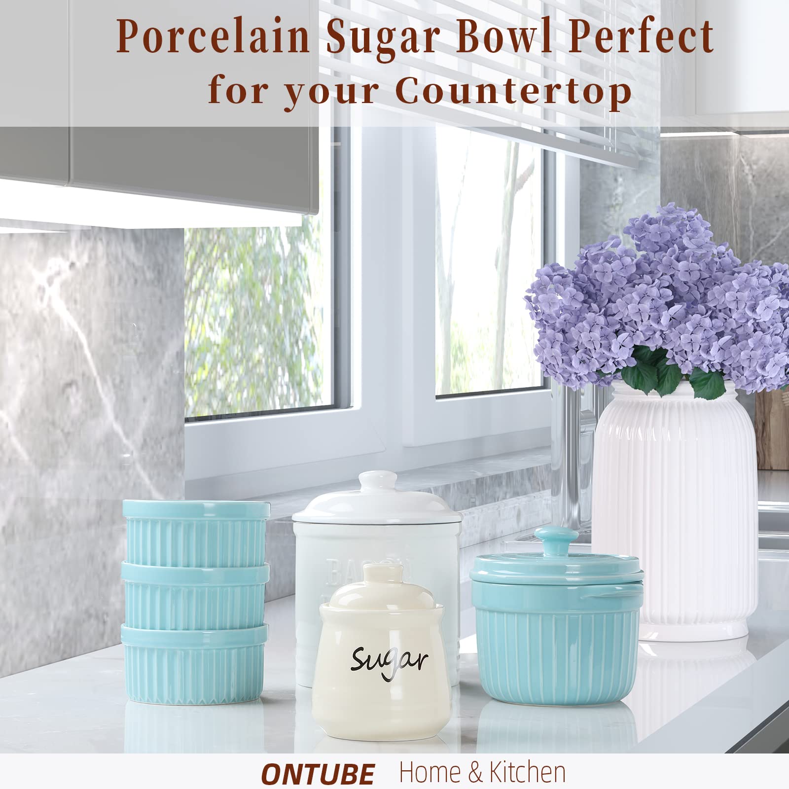 ONTUBE 12oz sugar bowl in beige, ideal for everyday use