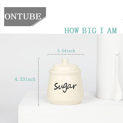 ONTUBE beige sugar bowl with dishwasher-safe glaze for quick cleanup