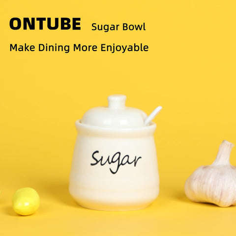 ONTUBE sugar bowl beige with lid open for easy sugar access