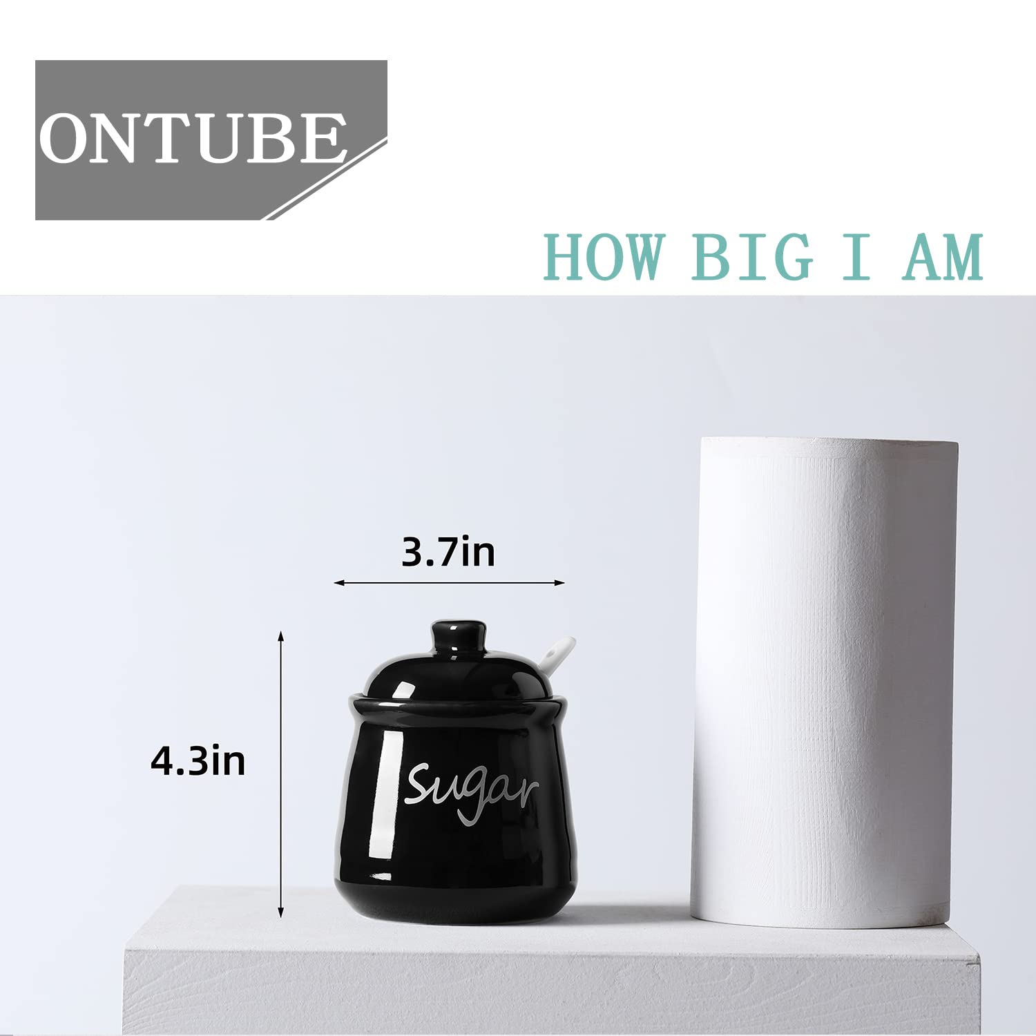 ONTUBE ceramic sugar bowl with lid ideal for spices or sugar storage