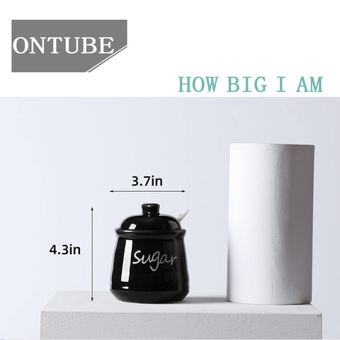 ONTUBE ceramic sugar bowl with lid ideal for spices or sugar storage