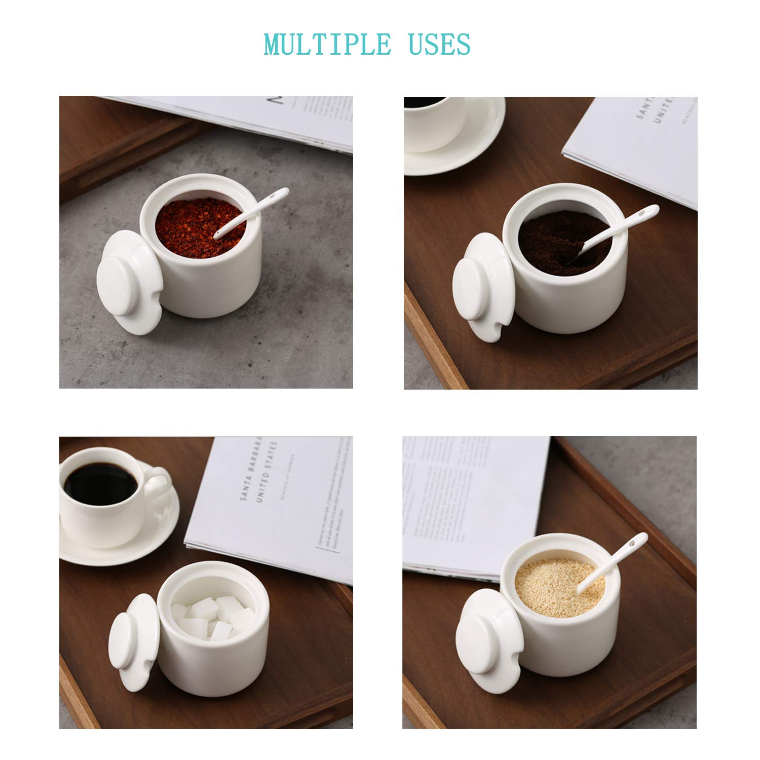 ONTUBE dishwasher-safe sugar bowl with spoon for simple cleanup