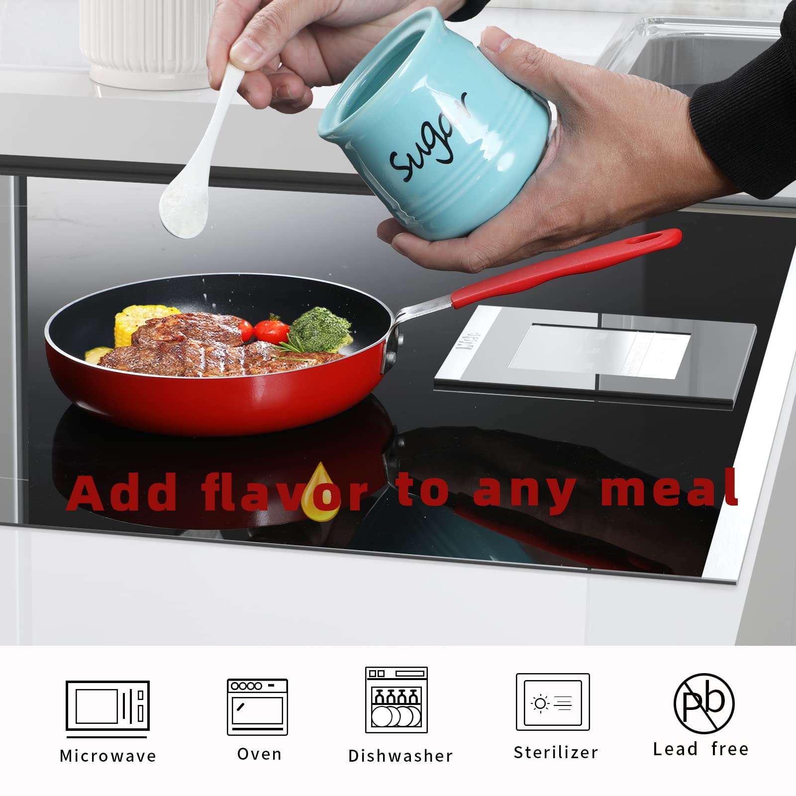 ONTUBE elegant porcelain sugar bowl in turquoise enhances casual and formal dining.