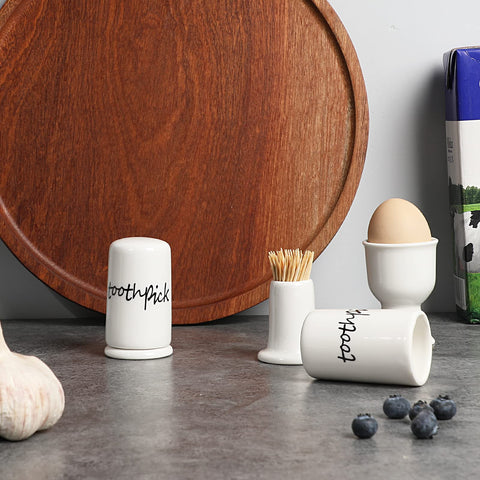 ONTUBE ceramic toothpick holder with lid: durable, reusable, and dishwasher-safe.