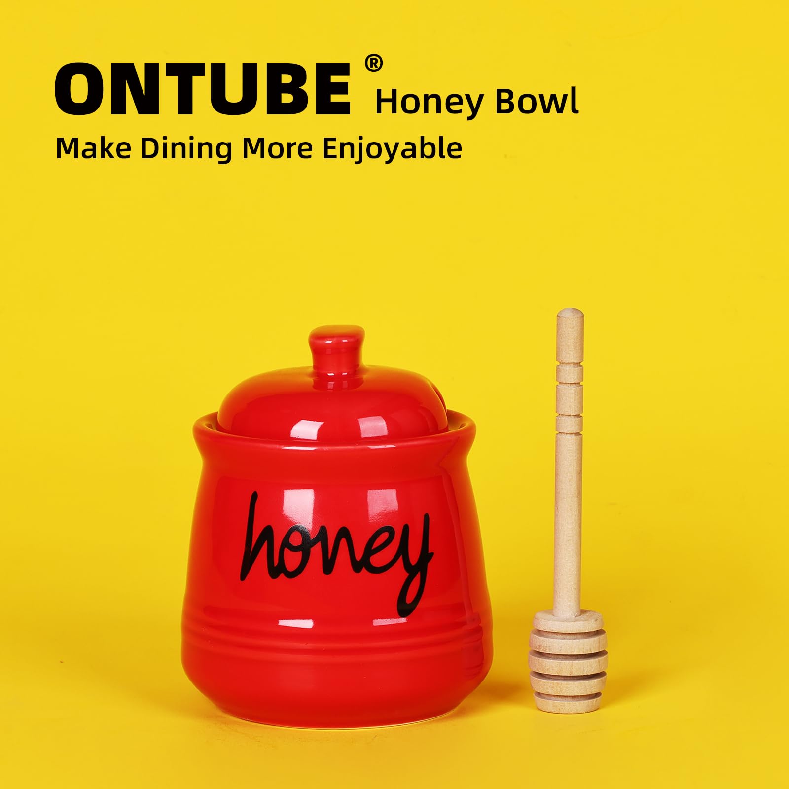 ONTUBE honey jar on a kitchen countertop set for daily use.