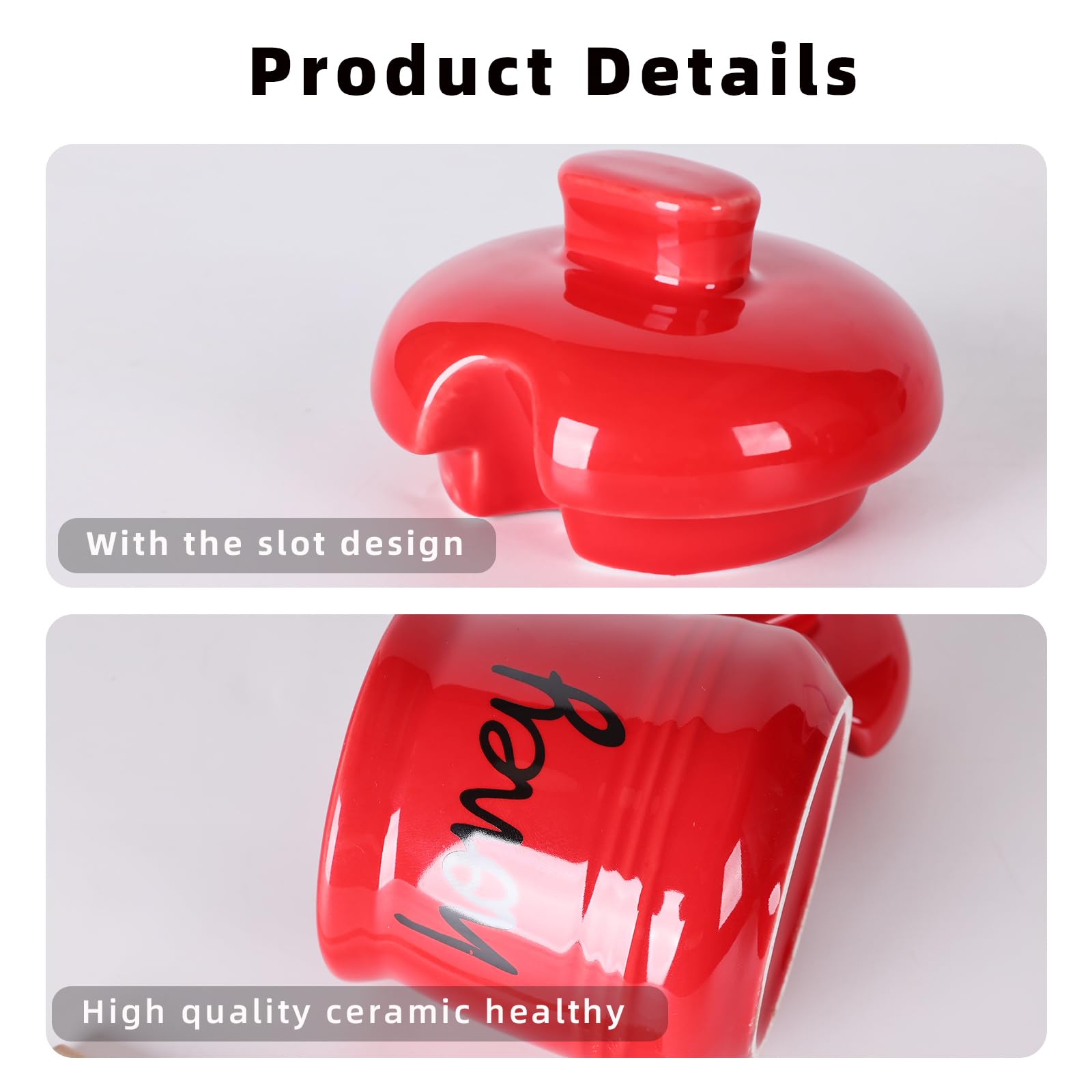 ONTUBE honey jar with dipper on kitchen counter for serving.