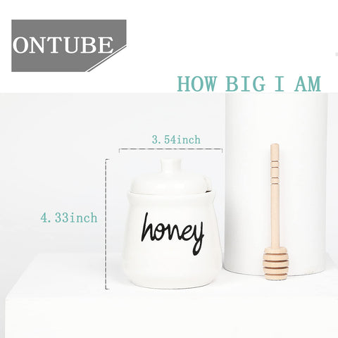 ONTUBE honey jar with lid, white ceramic finish