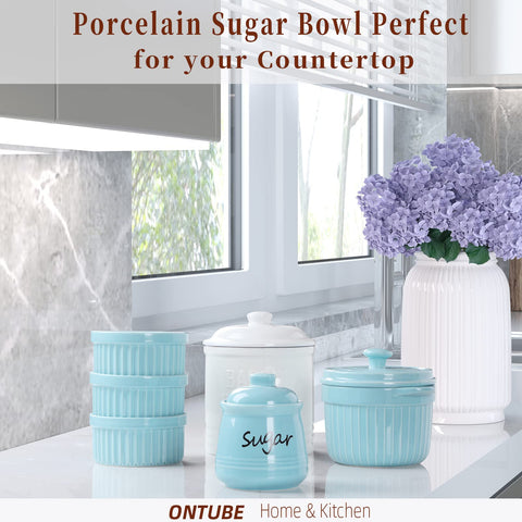 ONTUBE kitchen-dining sugar bowl in turquoise, easy to reach for coffee and tea.