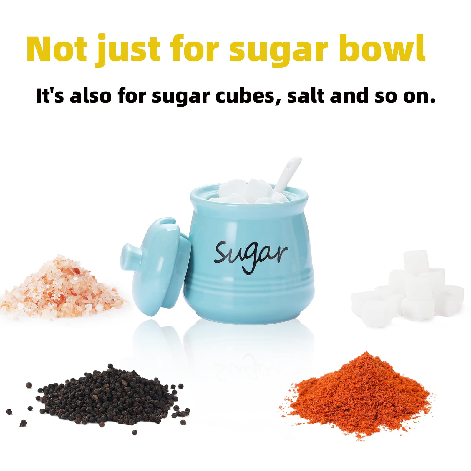 ONTUBE multi-use bowl handles sugar, pepper, or spices with turquoise finish.