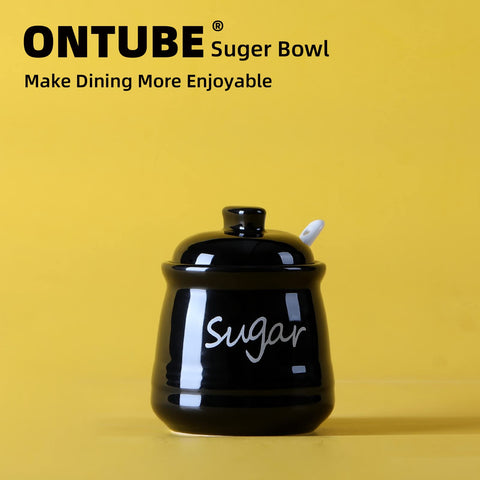ONTUBE multiuse sugar bowl ceramic lid spoon compact size