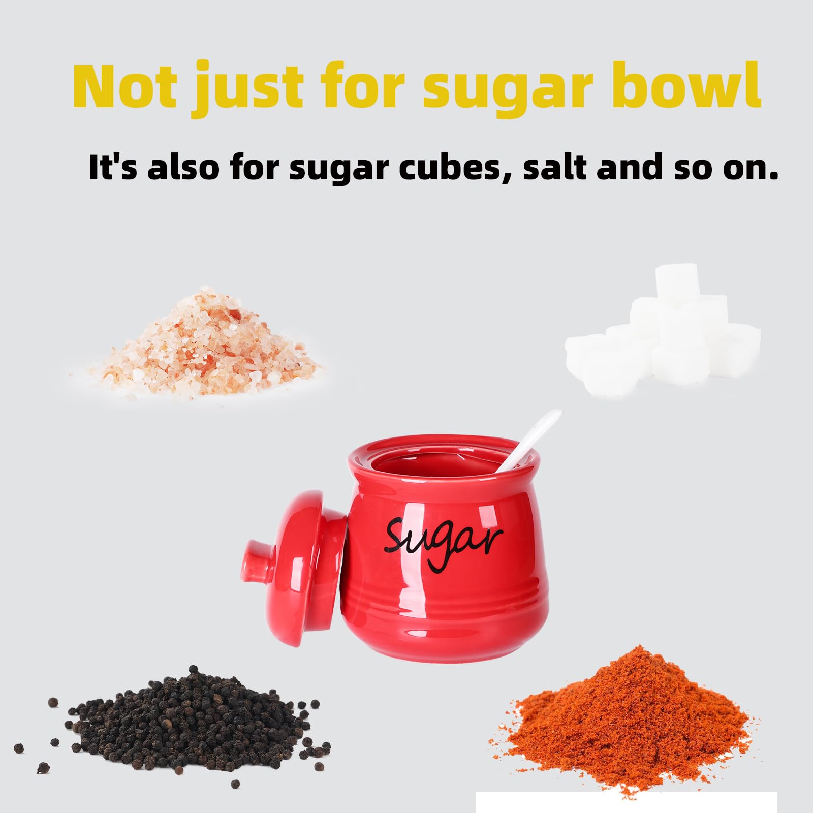 ONTUBE porcelain sugar bowl with lid, dishwasher safe and easy to clean