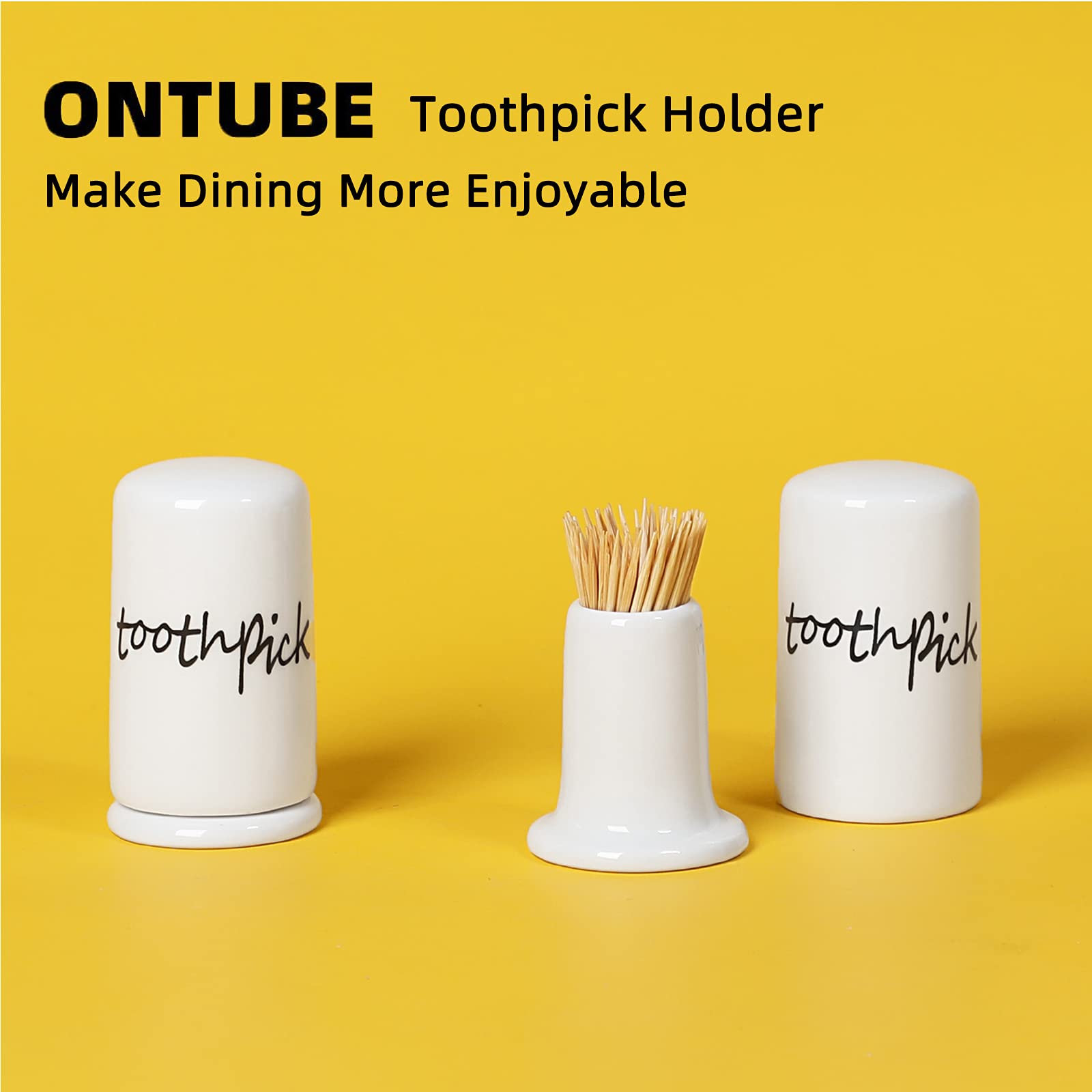ONTUBE porcelain toothpick holder dishwasher-safe, elegant for hotel or cafe settings.
