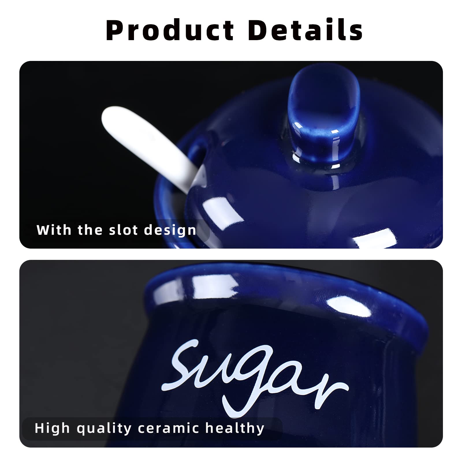 ONTUBE sugar bowl close-up shows smooth porcelain finish with lid.