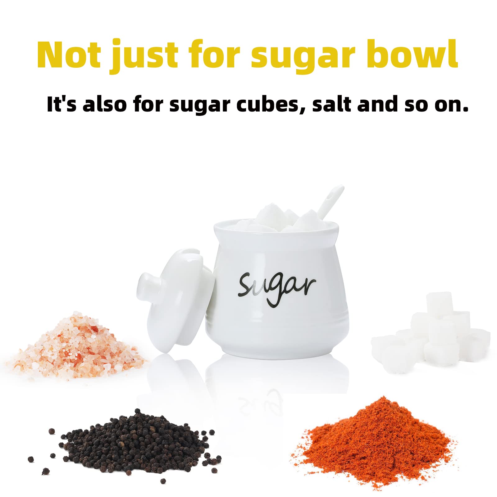 ONTUBE sugar bowl with smooth finish, easy to wipe clean