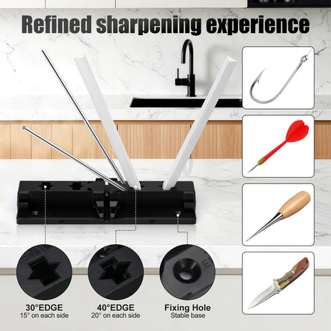 Onylraep keyed holes angle system enabling precise 30°/40° setups.