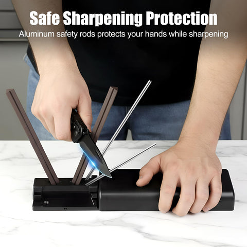 Onylraep knife edge drawing action demonstrating controlled sharpening motion.