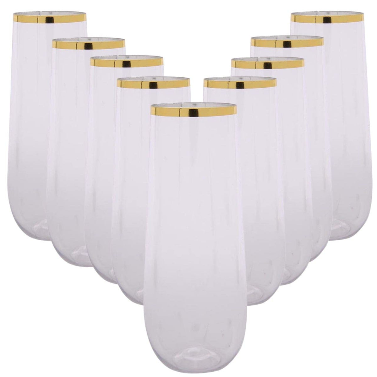 Oojami 9oz gold-rim champagne flute, elegant disposable glassware for weddings