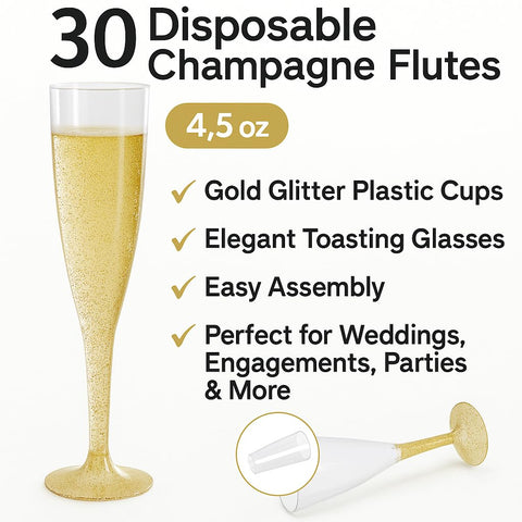 Oojami 2-piece champagne flutes assembly demonstrates secure base for serving.