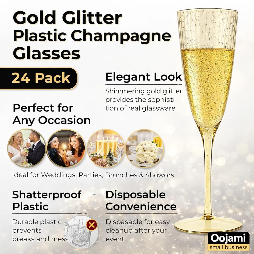 Oojami clear disposable champagne flute 6oz for parties
