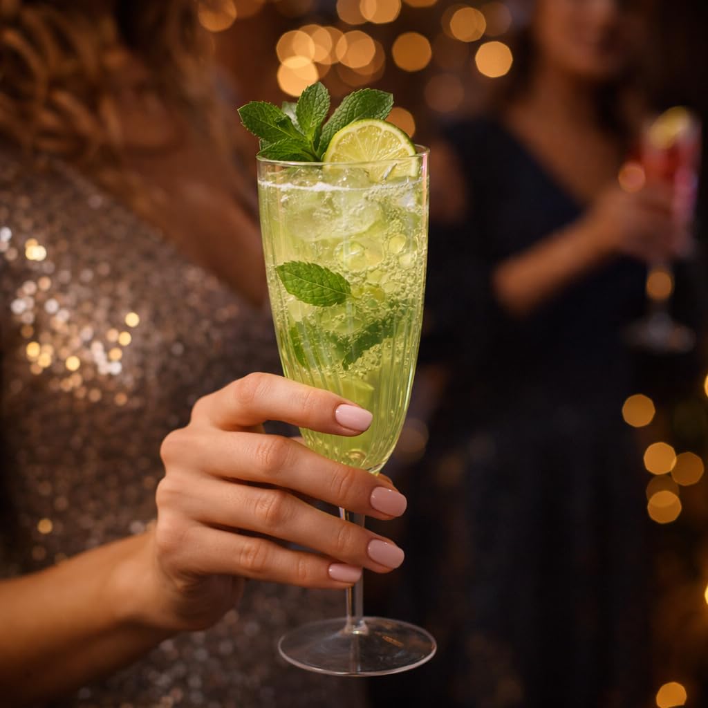 Oojami gold glitter finish champagne glasses add festive sparkle