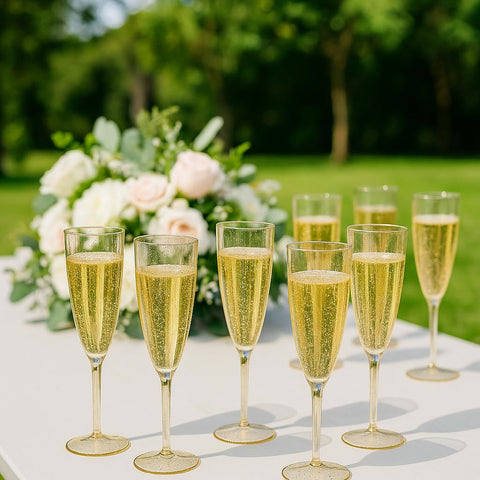 Oojami disposable champagne glasses for easy cleanup