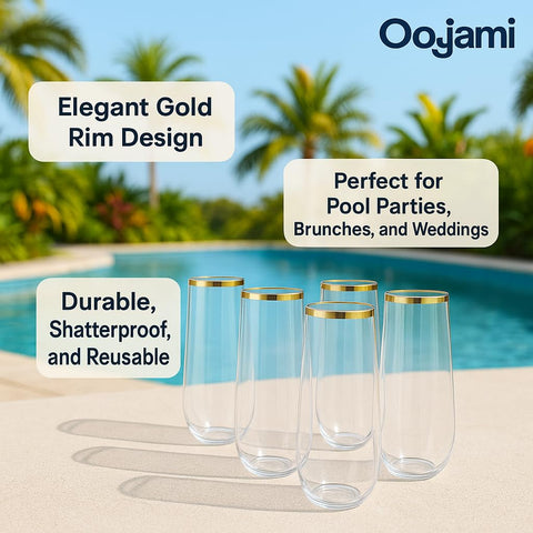 Oojami recyclable disposable flutes enable quick cleanup after celebrations