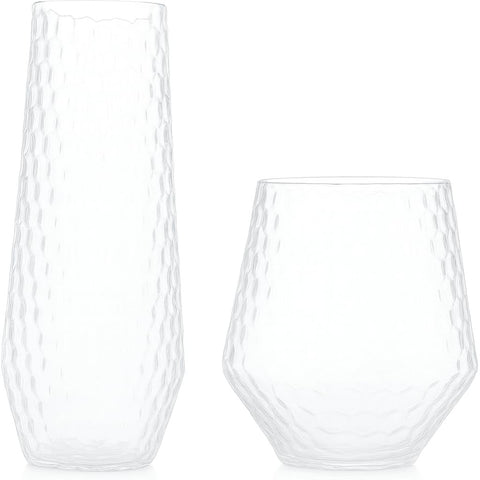 Oojami ribbed origami ripple 12oz cup displays clarity and versatility for beverages.