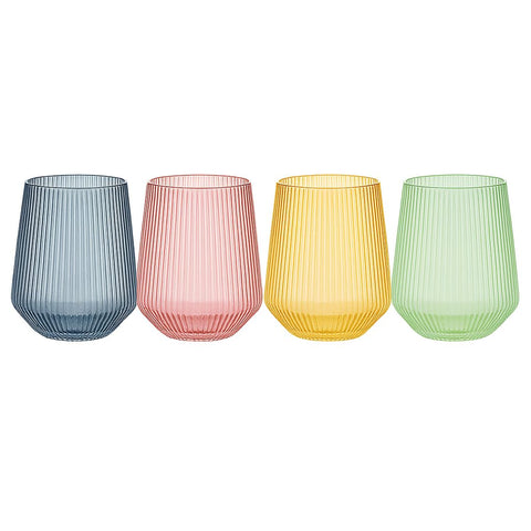 Oojami Ripple Origami stemless 12oz glass set showcases unbreakable elegance for outdoor events.