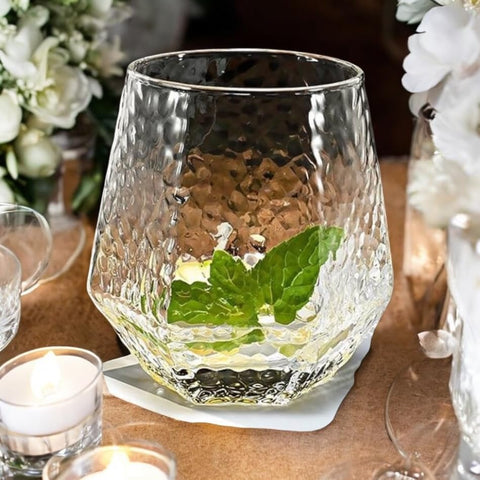 Oojami wedding event setup shows classy drinkware for toasts and cocktails.
