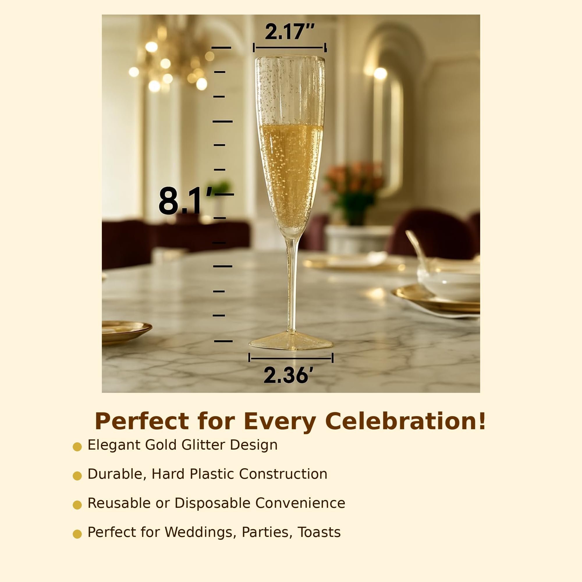 Oojami wedding and party champagne flutes 24 count