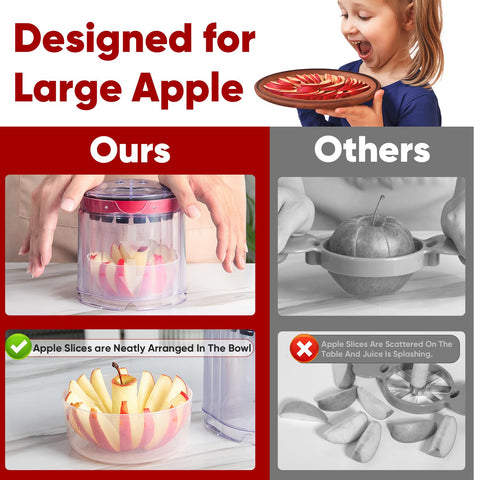 OOKUU 16-blade cutter delivers evenly sliced fruit with precision.