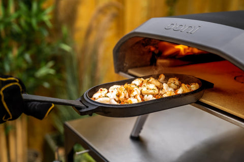Ooni Cast Iron Sizzler Pan in 12x6 size for compact ovens.
