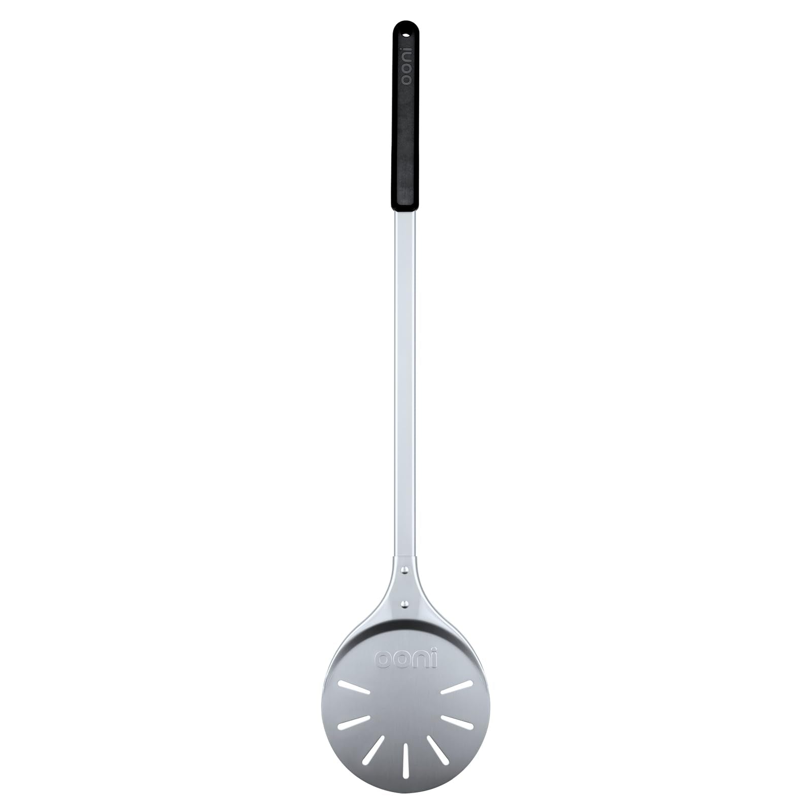 Ooni Pizza Turning Peel with 7-inch aluminium perforated blade slides under pizza for a crisp base.