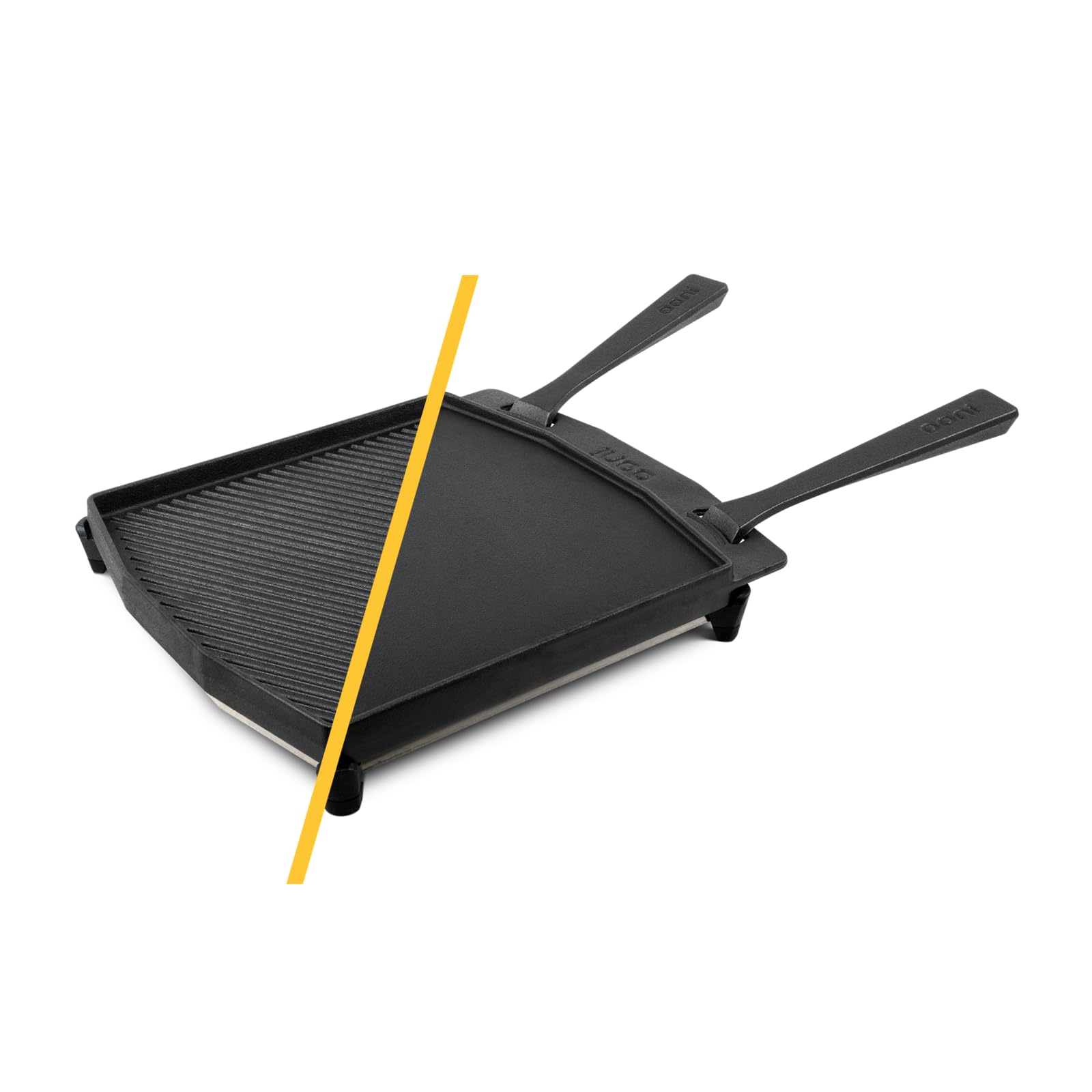 Ooni sizzler griddle searing eggs and fajitas for flavorful crusts