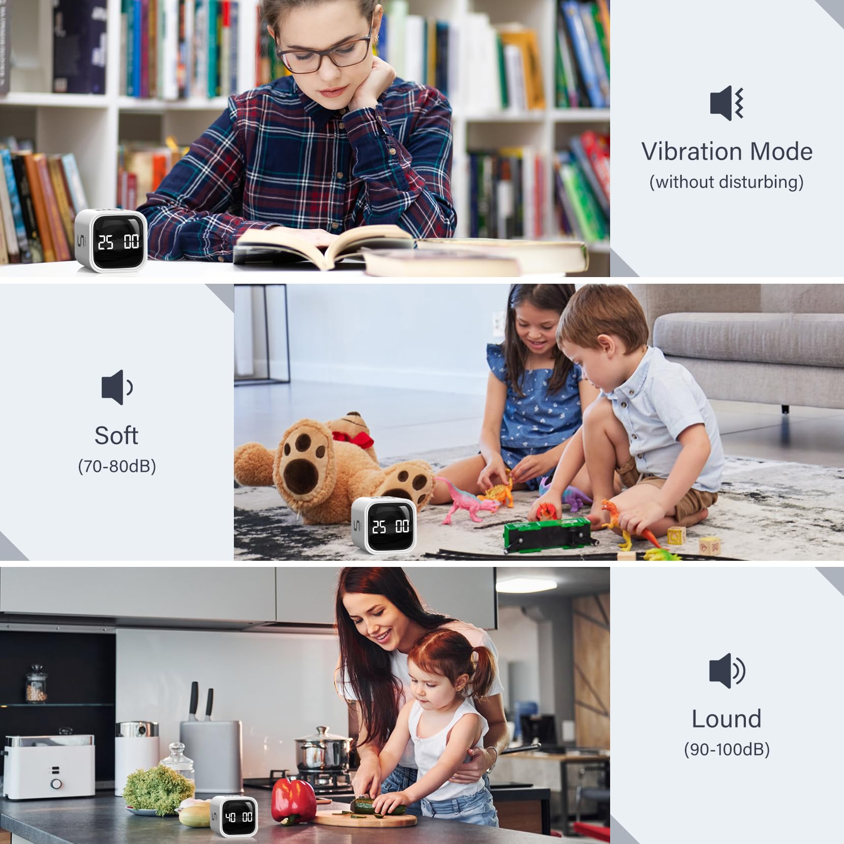 OORAII three volume levels provide silent alerts with optional audible feedback