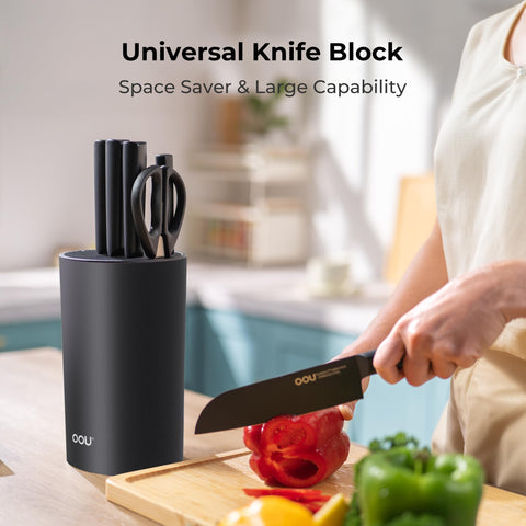 OOU versatile block stores knives, utensils, or acts as a decorative vase.