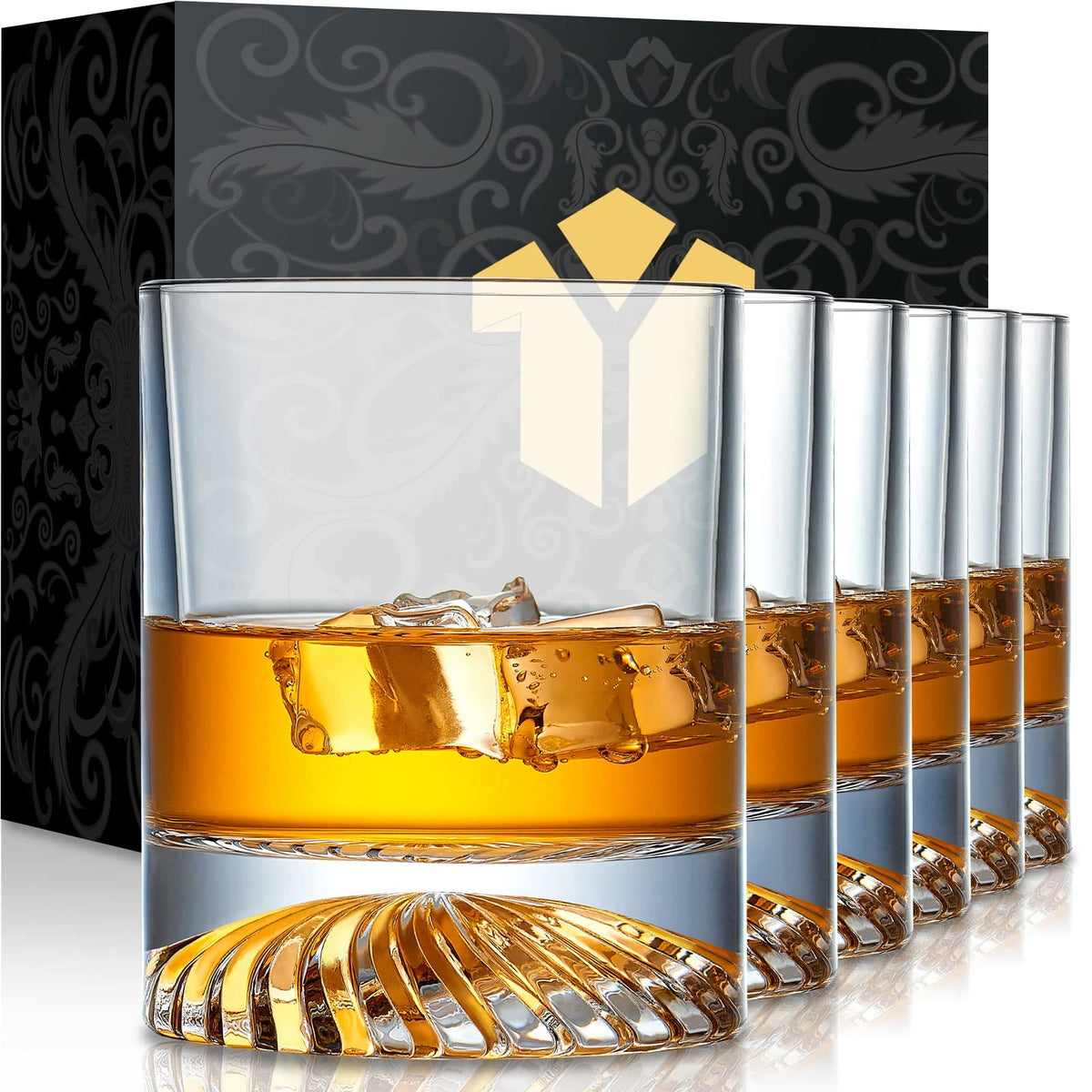 OPAYLY 12oz whiskey glass close-up highlighting clarity and color for bourbon.