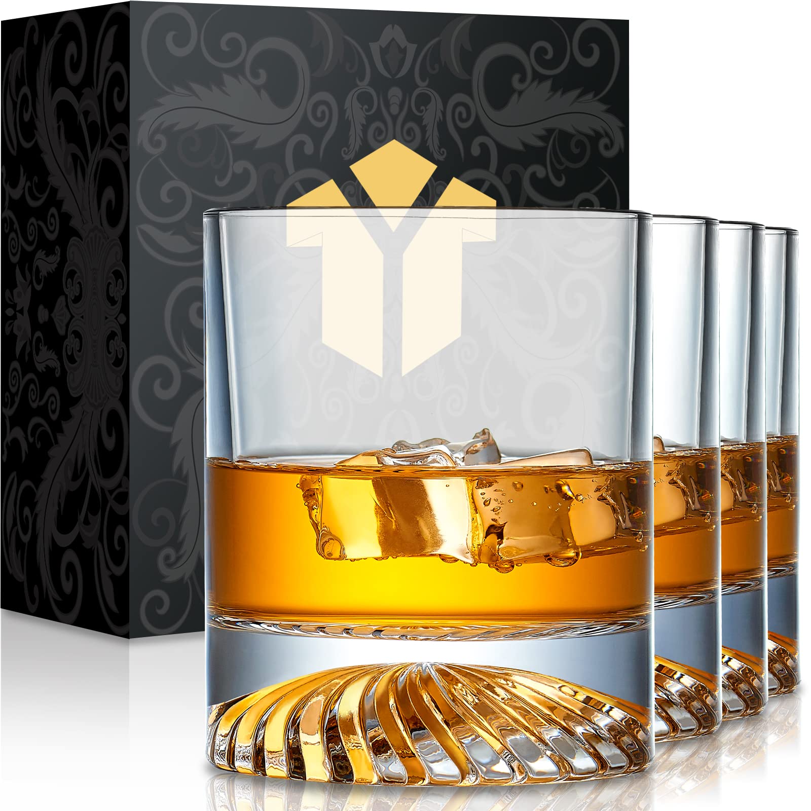 OPAYLY whiskey glasses 12oz set for classic old-fashioned cocktails.
