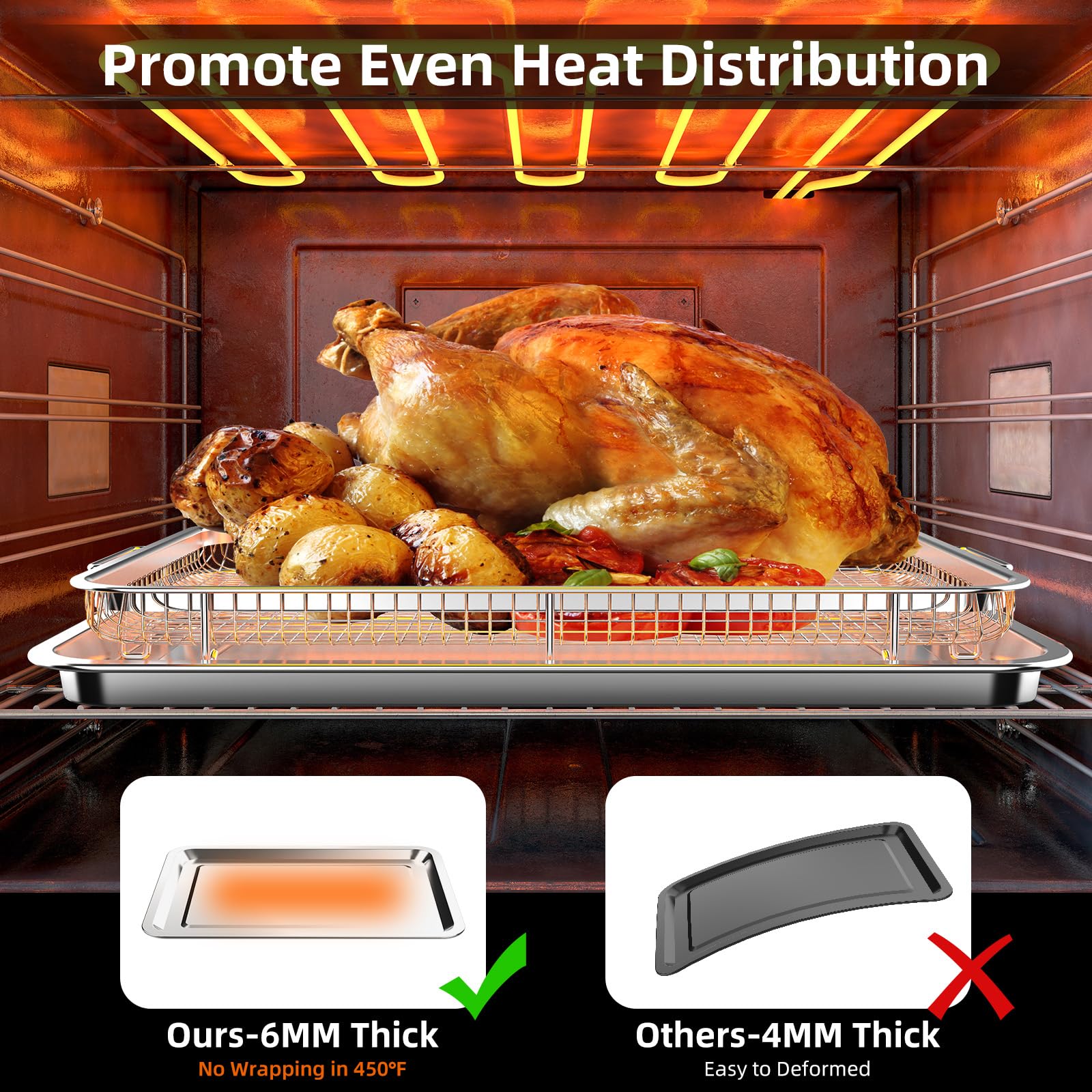 OPENICE drip tray underneath catches grease to keep the oven clean